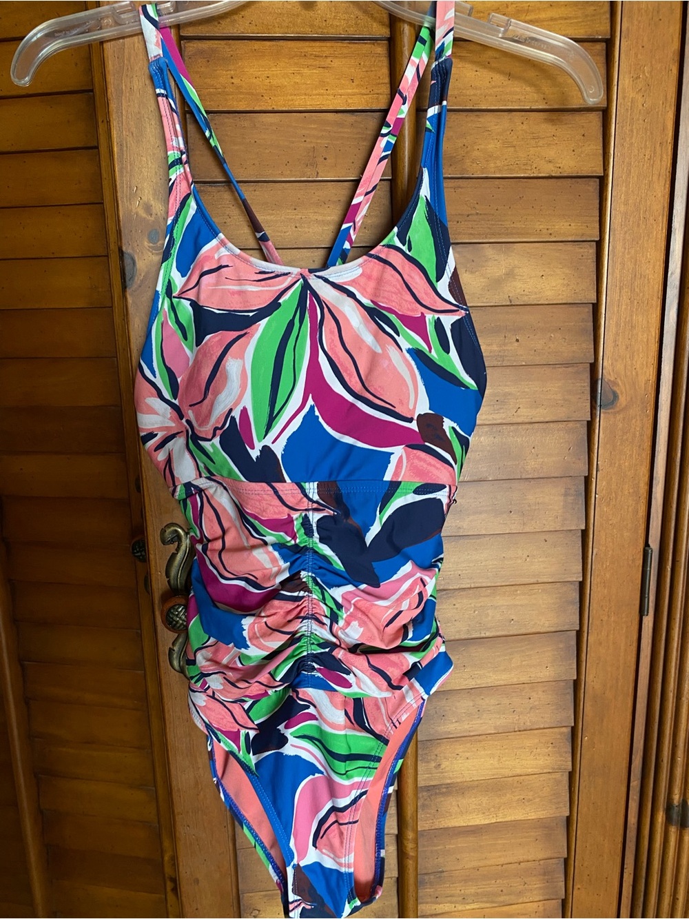 Catalina Blue Floral One-Piece Swimsuit with Pink and Green Accents